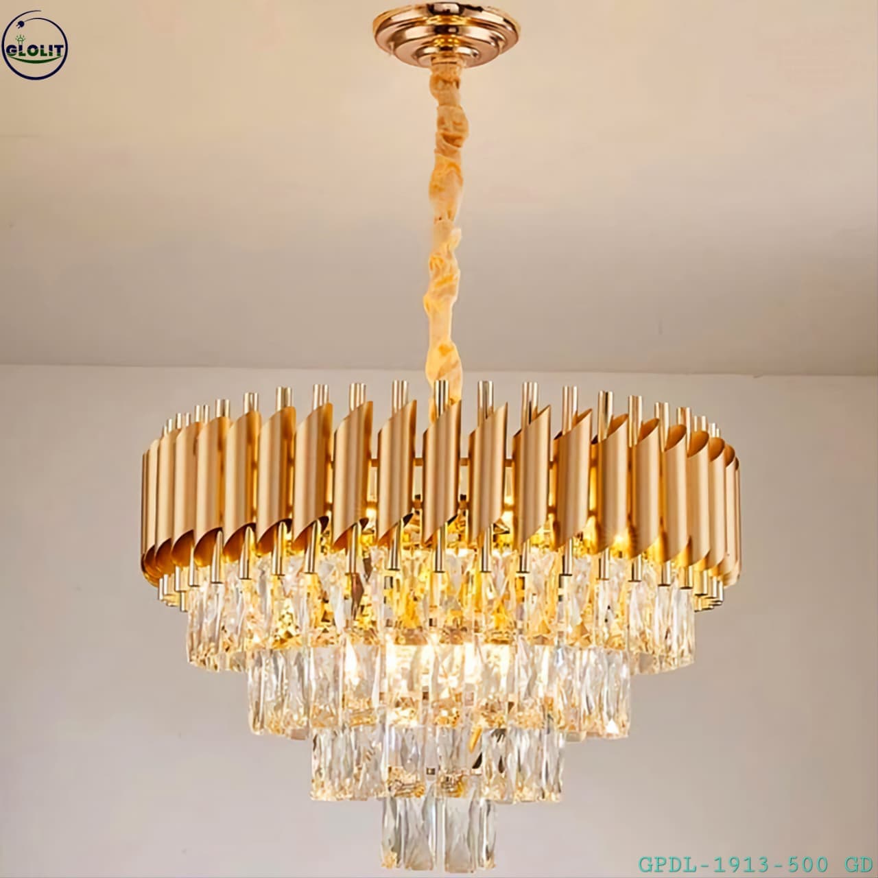 Gold Crystal Chandelier photo 1