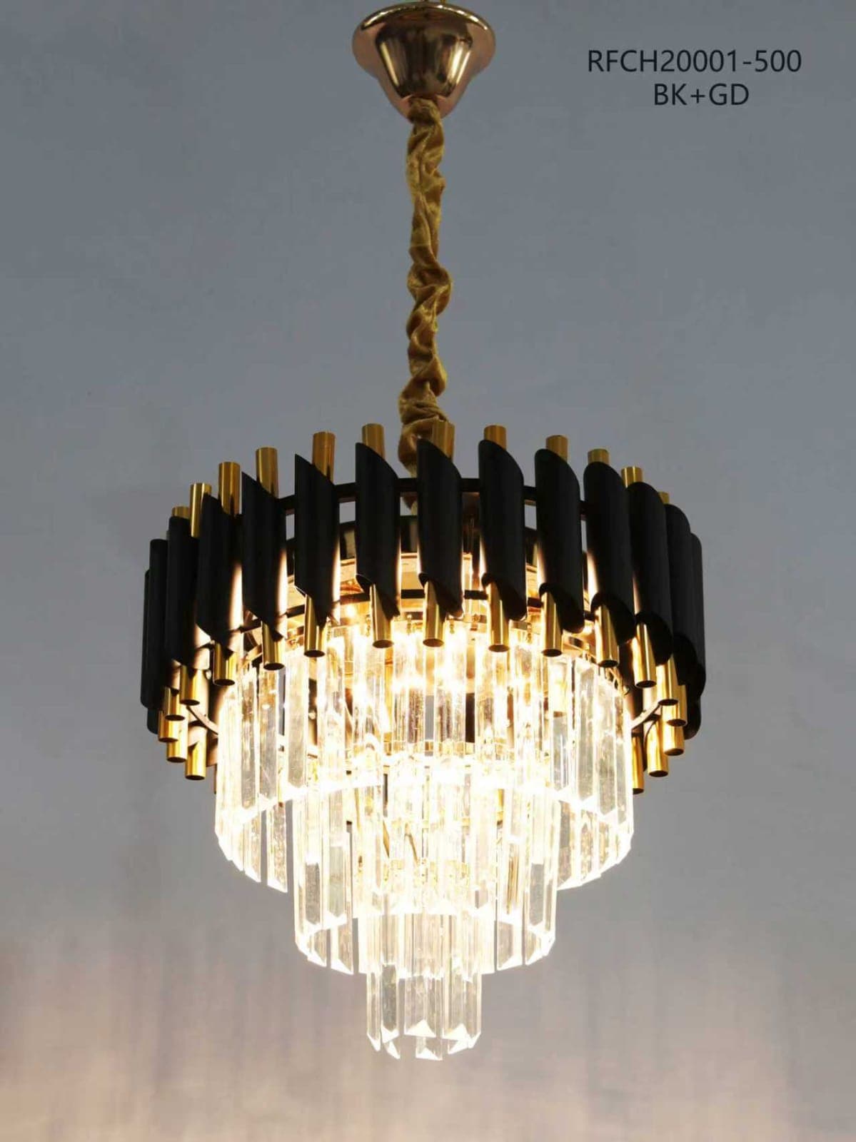 Black & Gold Crystal Chandelier photo 1