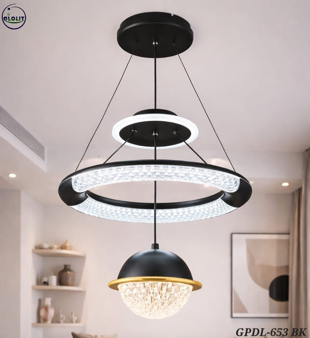 Black & Gold Ring Chandelier photo 1