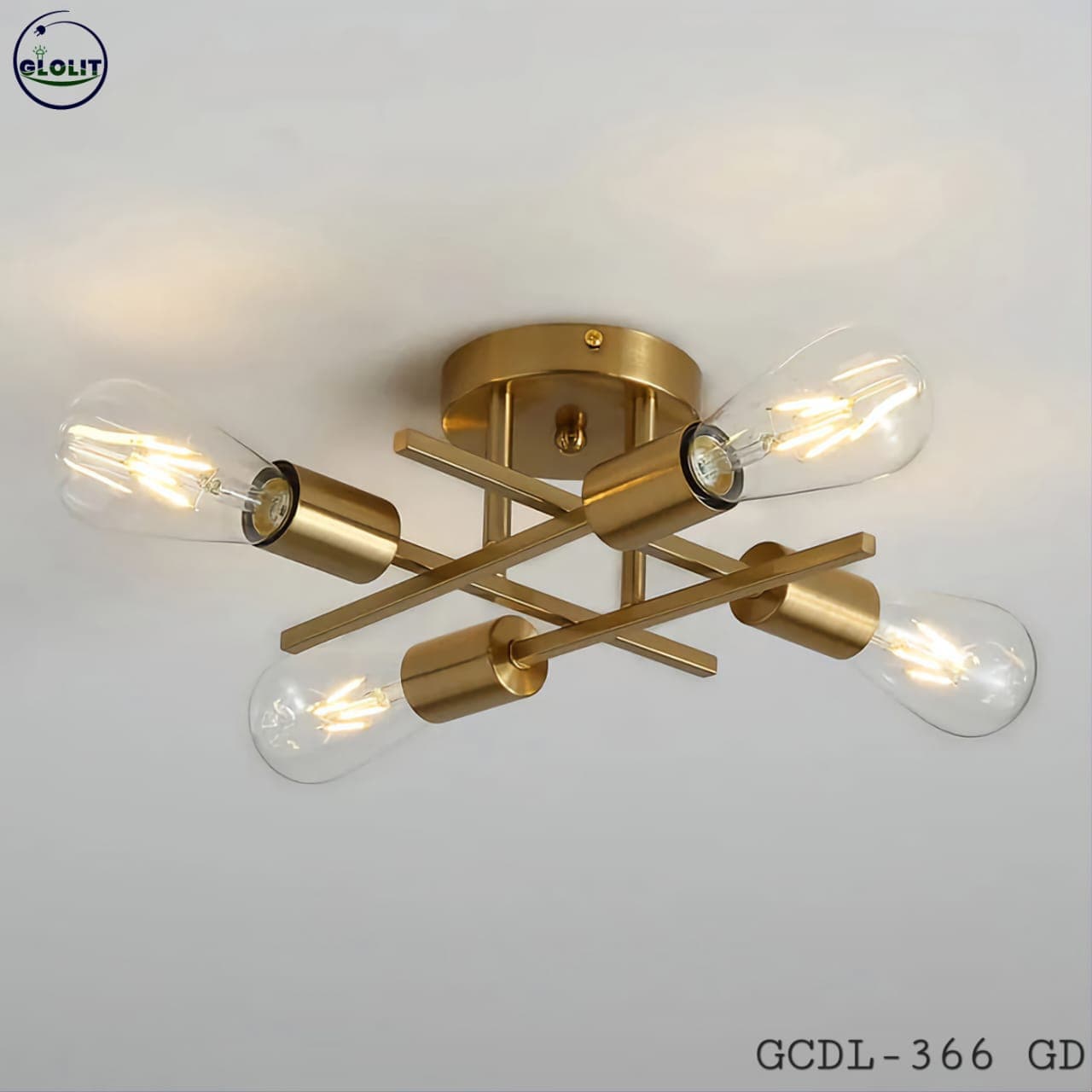 Brass Arm Ceiling Light photo 1